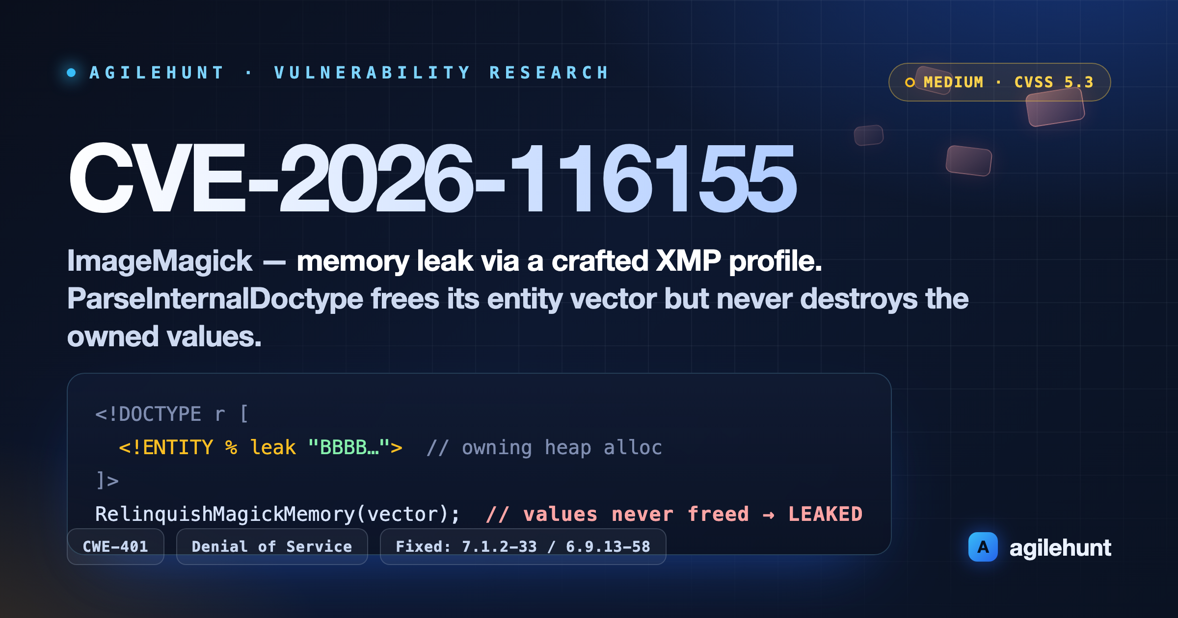 ImageMagick CVE-2026-116155 Crafted XMP Profile Memory Leak